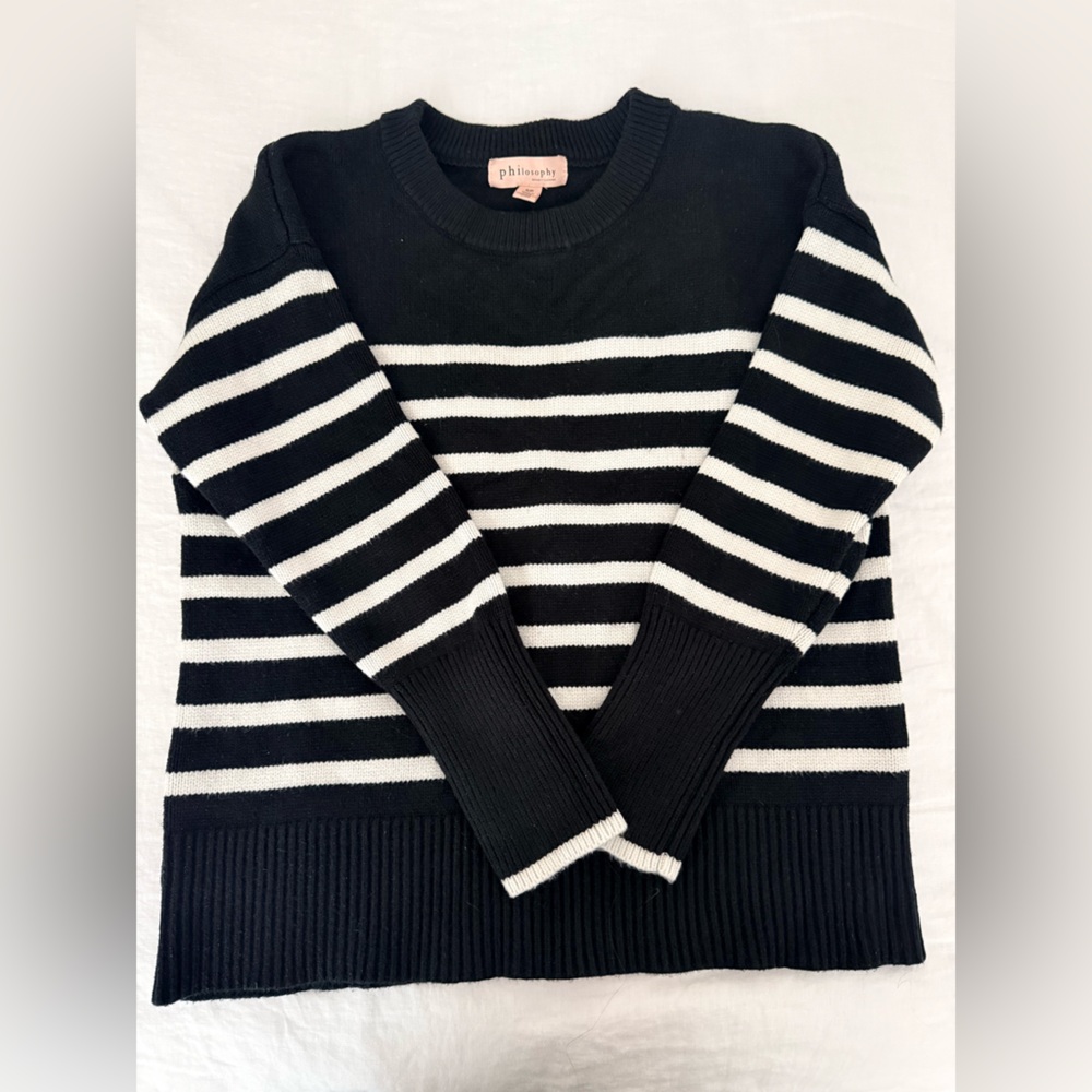 Philosophy Black and White Striped Sweater size S